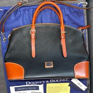 ❤️ Like New! DOONEY & BOURKE Domed Satchel Black and Congac w/ Shoulder Strap